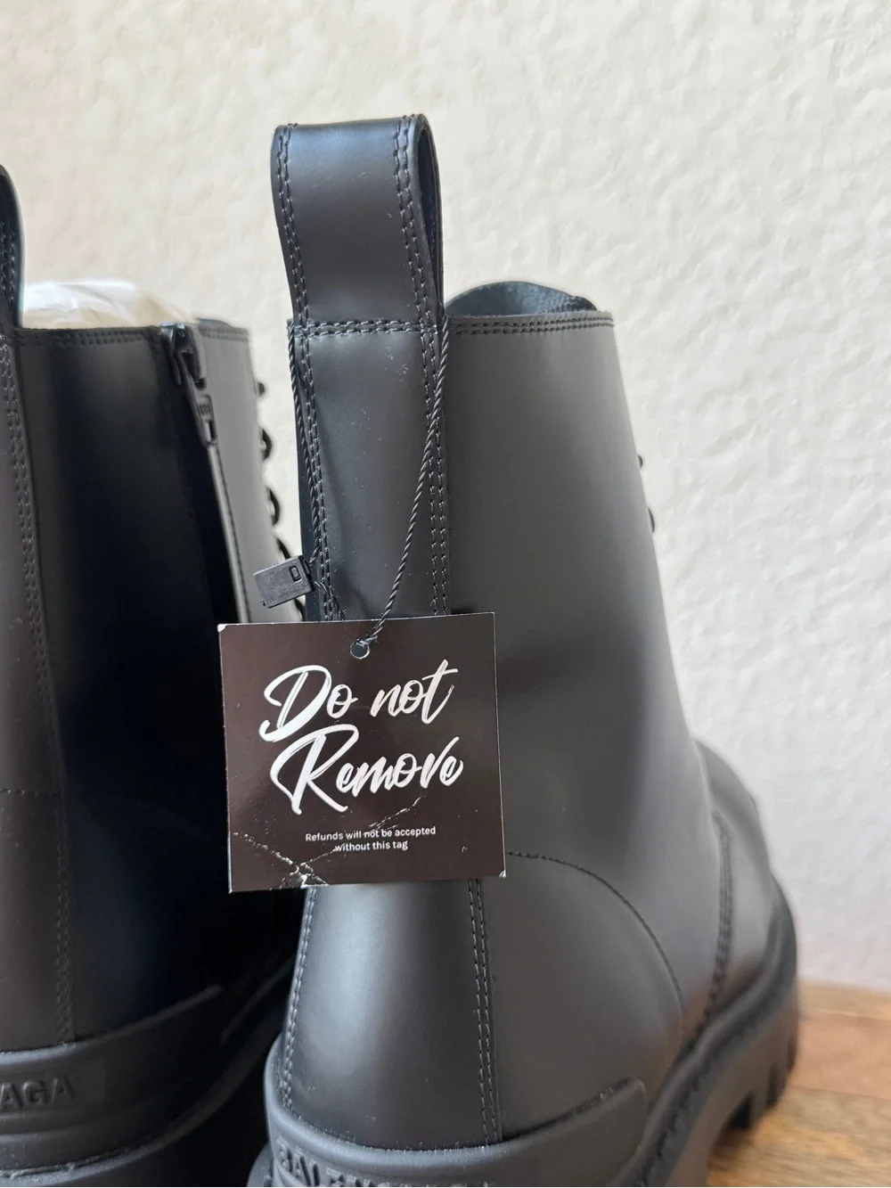 Balenciaga Black Leather Combat Boots